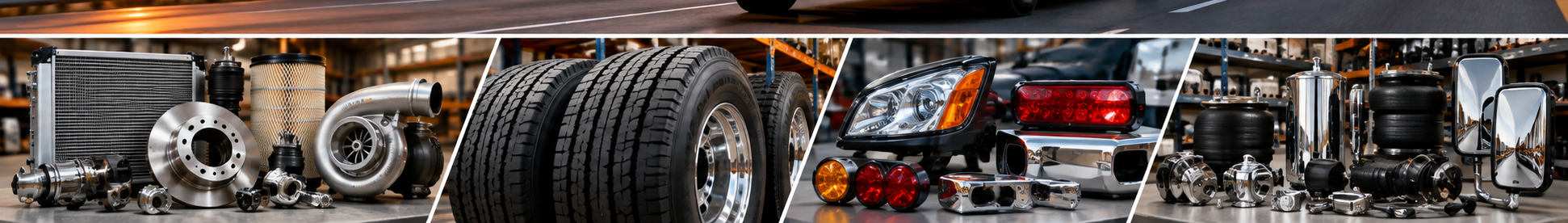 Heavy-duty truck parts and accessories including tires, lighting, brake, cooling and air-system components